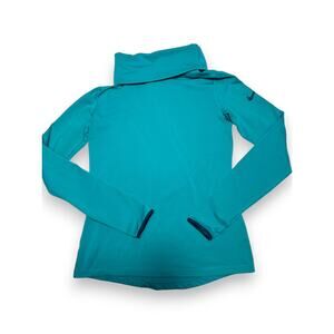 Nike Pro Dri-Fit Teal Ribbed Mock Neck Pullover Womens Size Medium